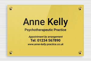 Psychotherapy Business Signs - Engraved Plexiglass - or-clair-noir - screws-caps - en-uk-psychology-practice-sign-001-2-1748955599784
