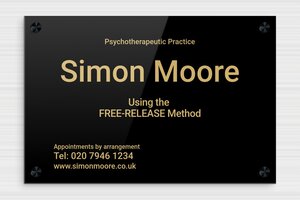 Business Signs - Engraved Plexiglass - noir-or - screws-caps - en-uk-psychology-practice-sign-002-4-1748955682627
