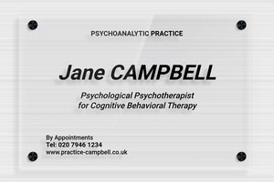 Business Signs - Transparent Plexiglass - transparent - screws-spacer - en-uk-psychology-practice-sign-004-4-1748955794783