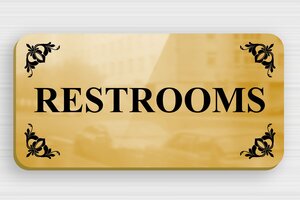 Brass Door Signs - Restroom Sign - Brass - 100 x 50 mm - poli-noir - glue - en-uk-restroom-sign-001-1-1748952793131