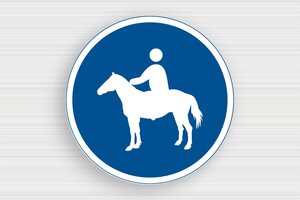 Horse Signs - Engraved PVC - bleu-blanc - glue - en-uk-sector-association-caution-horses-004-3-1748946780723