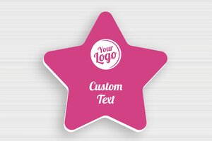 Star-shaped Signs - Engraved PVC - rose-blanc - glue - en-uk-star-shaped-sign-001-3-1748959425002