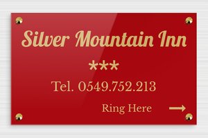 Hotel Signs - Engraved Plexiglass - rouge-or - screws-caps - en-uk-tourism-hotel-sector-004-3-1748945946145
