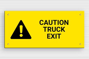 Warning Signs - Sign 'Caution, Truck Exit' - jaune-noir - screws - en-uk-truck-exit-009-1-1748949998626