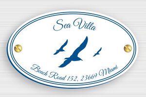 House Signs - Engraved PVC - blanc-bleu - screws - en-uk-villa-sign-044-1-1748951365857