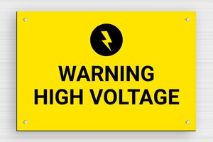 Electrical Signs - Sign 'Caution High Voltage' - jaune-noir - screws - en-uk-warning-high-voltage-003-1-1748950113565