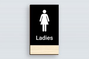Toilet Signs for Doors - Women's Restroom Sign - Wood - 120 x 210 mm - erable - glue - en-uk-women-restroom-sign-027-1-1748952991687