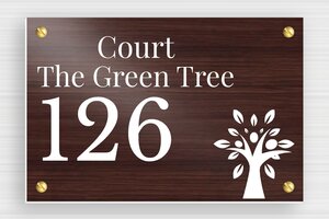 Wood House Number Signs - Engraved PVC - noyer-blanc - screws - en-uk-wooden-house-number-sign-003-4-1748960842020