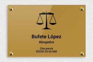 Placas Profesionales con Logo - Plexiglás - undefined - or-fonce-noir - screws-caps - es-abogado-001-0-1747821097073