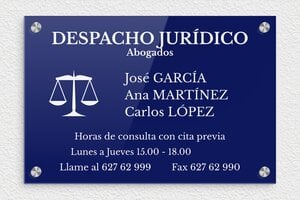 Placas Profesionales con Logo - Plexiglás - undefined - bleu-blanc - screws-caps - es-abogado-003-0-1747821065982