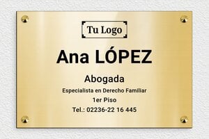 Placas Profesionales con Logo - PVC - undefined - or-brillant-noir - screws-caps - es-abogado-infantil-004-5-1747899843796