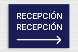 Señalética para Hotel - Señalización dirección recepción derecha - undefined - bleu-marine-blanc - glue - es-area-turismo-hotel-flecha-005-3-1747818101157