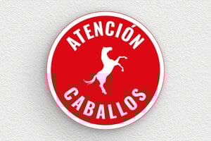 Placas para Caballos - PVC - undefined - rouge-blanc - glue - es-atencion-caballos-letrero-001-3-1747819056225