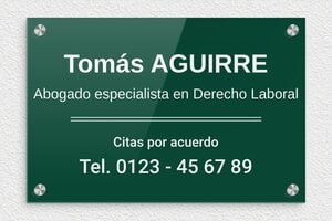 Placas para Abogados - Plexiglás - undefined - vert-blanc - screws-caps - es-cartel-abogado-001-5-1747820626142