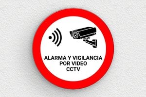 Señales de Información - Cartel redondo bajo vigilancia por video - undefined - custom - glue - es-cartel-alarma-004-1-1747823052572