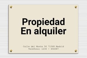 Carteles "Se Alquila" - PVC - undefined - ecru-noir - screws-caps - es-cartel-alquiler-003-3-1747880520324