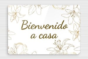 Placas para Puerta de Entrada - Cartel 'Bienvenido a nuestro hogar con motivo floral' - undefined - custom - glue - es-cartel-bienvenida-005-1-1747823212202