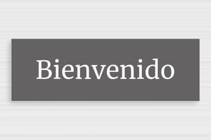 Placas para Puerta de Entrada - Cartel de PVC para puerta 'Bienvenido' - undefined - gris-souris-blanc - glue - es-cartel-bienvenida-puerta-003-1-1747823101063