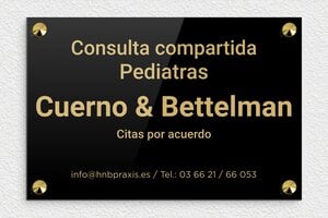 Placas para Médicos - Plexiglás - undefined - noir-or - screws-caps - es-cartel-consultorio-medico-002-1-1747881760461
