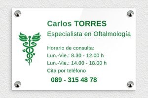 Placas para Médicos - Plexiglás - undefined - blanc-vert - screws-caps - es-cartel-consultorio-medico-002-5-1747881792308