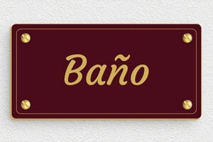 Carteles de Baño - Cartel para WC - PVC - Burdeos - 120 x 60 mm - undefined - bordeau-or - screws - es-cartel-de-bano-015-1-1747823605494