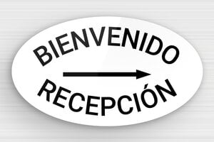 Carteles de Bienvenida - Cartel de bienvenida con flecha hacia la recepción - undefined - blanc-noir - glue - es-cartel-de-bienvenida-007-1-1747823173390