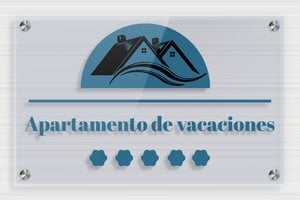 Placas para Apartamento Turístico - Plexiglás transparente Azul - undefined - bleu - screws-spacer - es-cartel-de-vacaciones-002-4-1747825157882