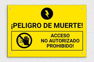 Señales de Riesgo Eléctrico - Señal de peligro 'Riesgo de muerte' - undefined - jaune-noir - screws - es-cartel-electrico-001-3-1747825026326