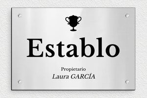 Placas para Box de Caballo - PVC - undefined - gris-brillant-noir - screws - es-cartel-establo-caballo-001-0-1747819084524