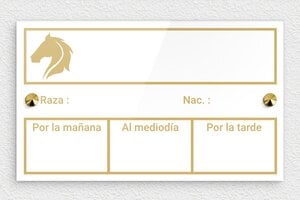 Placas para Box de Caballo - Plexiglás - undefined - blanc-or - screws-caps - es-cartel-establo-caballo-002-3-1747819202042