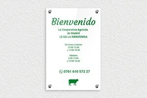 Fijaciones para Placas - Plexiglás - undefined - blanc-vert - screws-caps - es-cartel-horario-negocio-002-1-1747818741690