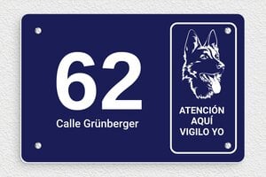 Carteles "Cuidado con el Perro" - PVC - undefined - bleu-marine-blanc - screws - es-cartel-perro-005-0-1747822356026