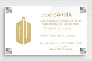 Placas Profesionales de Metacrilato - Plexiglás - undefined - blanc-or - screws-spacer - es-cartel-praxis-plexi-001-4-1747882267384