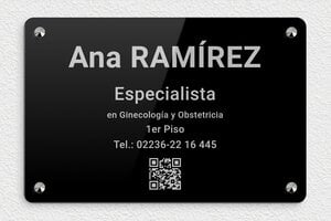 Placas Profesionales de Metacrilato - Plexiglás - undefined - noir-argent - screws-caps - es-cartel-praxis-plexi-002-1-1747882280738