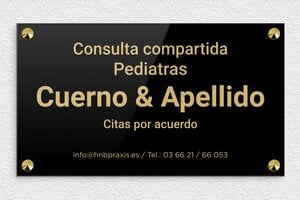 Placas Profesionales de Metacrilato - Plexiglás - undefined - noir-or - screws-caps - es-cartel-praxis-plexi-002-4-1747888617025