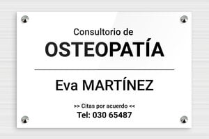 Placas Profesionales - Plexiglás - undefined - blanc-noir - screws-caps - es-cartel-praxis-plexi-007-3-1747900104116