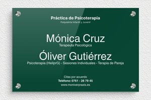 Placas para Psicólogos - Plexiglás - undefined - vert-blanc - screws-spacer - es-cartel-praxis-psicologica-003-2-1747880742001