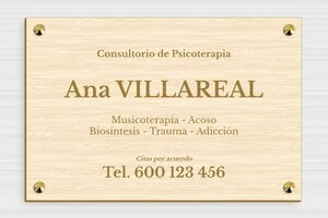 Placas Profesionales de Madera - Madera - undefined - erable - screws-caps - es-cartel-praxis-psicologica-004-3-1747880794268
