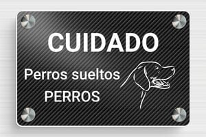 Placas para Portal - Cartel 'Cuidado, perro peligroso' - undefined - carbon-blanc - screws-spacer - es-cartel-puerta-040-1-1747822454910