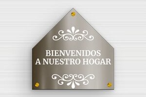 Placas de PVC para Puerta  - Cartel de madera 'Bienvenidos a nuestro hogar' para la puerta - undefined - bronze-noir - screws-spacer - es-cartel-puerta-pvc-003-1-1747898649933