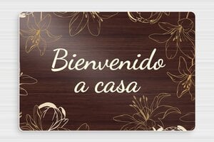 Placas de PVC para Puerta  - Cartel 'Bienvenido a nuestro hogar con motivo floral' - undefined - noyer-blanc - glue - es-cartel-puerta-pvc-004-1-1747898676929