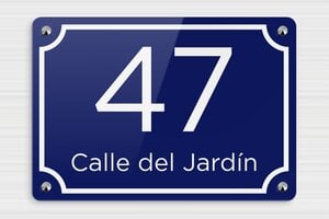 Placas de Números de Aluminio - Plexiglás - undefined - bleu-blanc - screws-caps - es-diseno-numero-002-3-1747901195319