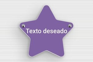 Placas Grabadas Personalizadas - PVC - undefined - mauve-blanc - screws-caps - es-escudo-forma-estrella-002-3-1747890119271