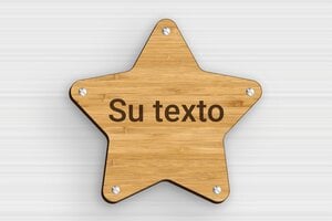 Placas Grabadas Personalizadas - Madera - undefined - bambou - screws - es-escudo-forma-estrella-002-4-1747890121807