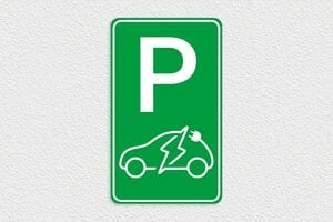 Señales de Aparcamiento - Cartel 'Estacionamiento para coches eléctricos' - undefined - vert-blanc - glue - es-estacionamiento-002-1-1747824778716