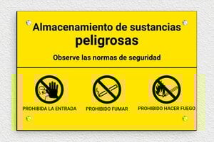 Placas de Características Industriales - Cartel 'Almacenamiento de productos peligrosos' - undefined - jaune-noir - screws - es-industria-de-senalizacion-003-1-1747819628104