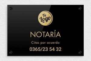 Placas Profesionales con Logo - Plexiglás - undefined - noir-or - screws-caps - es-notaria-003-0-1747821078290
