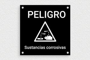 Placas de Características Industriales - Cartel 'Peligro por sustancias corrosivas' - undefined - noir-blanc - screws - es-peligro-sustancias-corrosivas-002-2-1747820473180