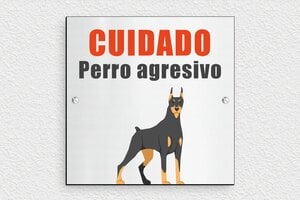 Carteles "Cuidado con el Perro" - Cartel 'Cuidado, perro agresivo' - undefined - gris-brosse-noir - screws - es-perro-agresivo-cuadrado-5-1747822376654