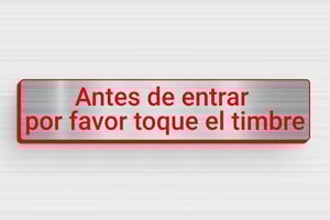 Placas de Acero Inoxidable - Placa 'Por favor toque el timbre' - undefined - acier-rouge - magnetic - es-placa-campana-plastico-002-1-1747879985851